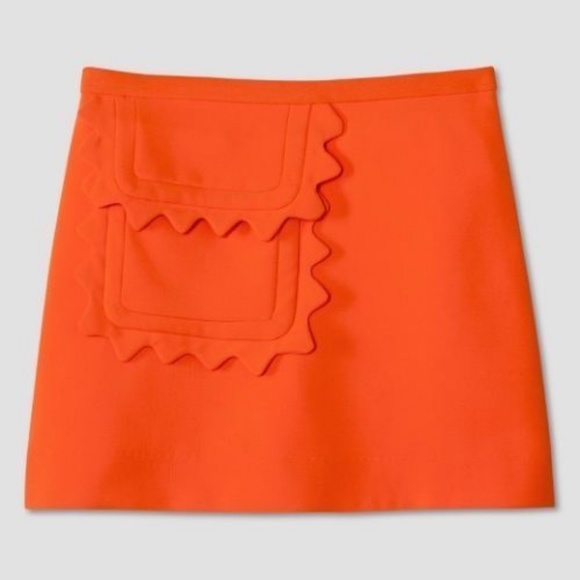 VICTORIA BECKHAM x TARGET Orange Twill Scallop Pocket A-Line Mini Skirt NWT - Picture 2 of 6